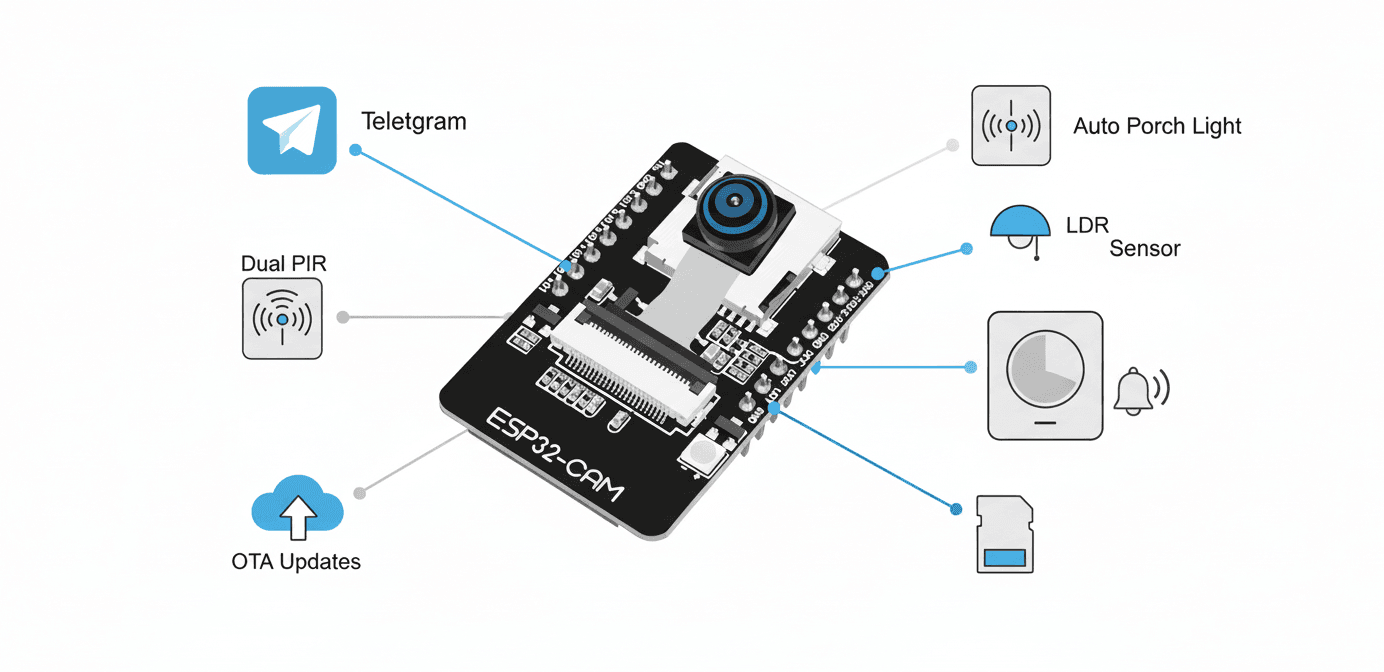 Smart home automation system with ESP32 CAM Ai Thinker