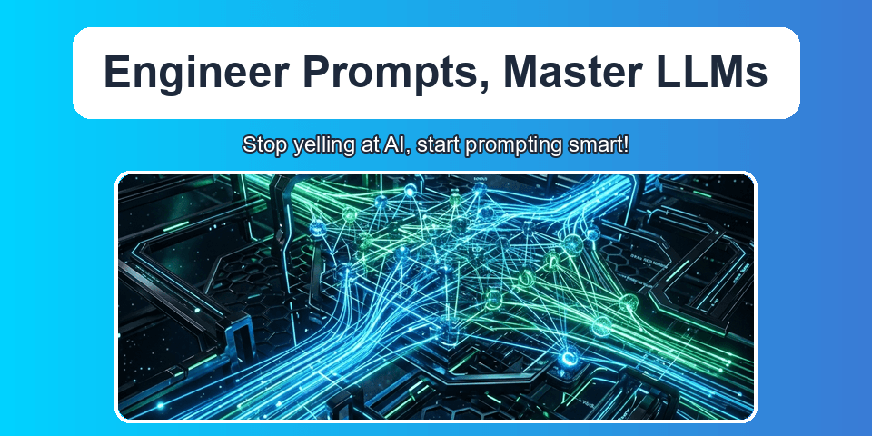 Futuristic visual representation of LLM prompt engineering and constrained data
